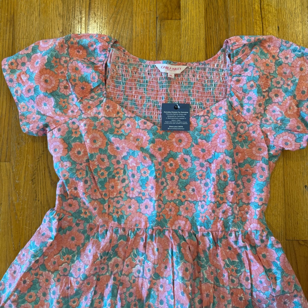 Carla Kiley Pink and Teal Floral Mini Dress